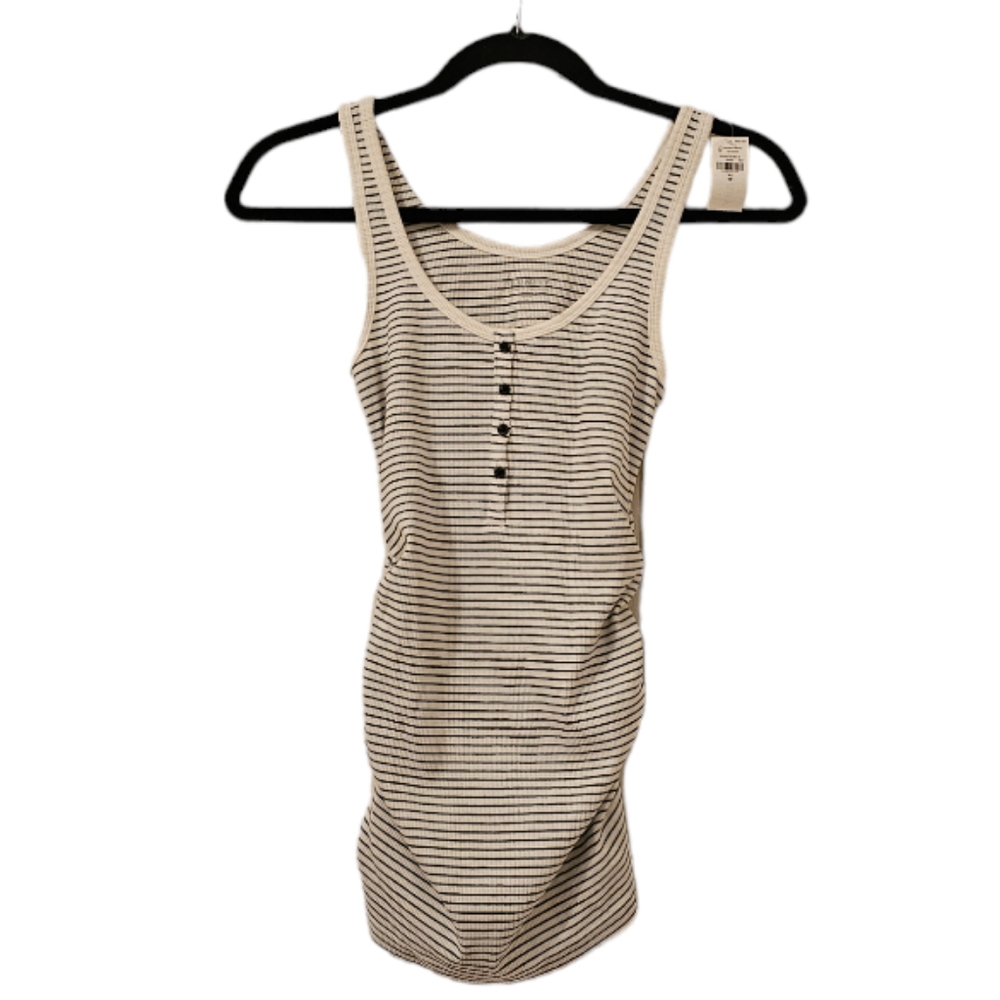 White and Black Old Navy Women's Maternity Rib-Knit Side-Shirred Henley Tank Top